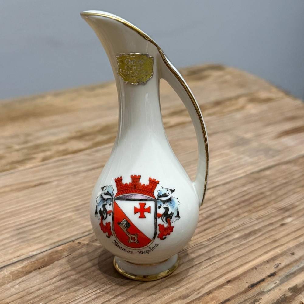Vintage O&A Bavaria Porcelain Bremen-Vegesack Coat of Arms Mini Pitcher 126/1